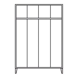 Portofino Kleiderschrank de luxe m.Füßen 4 Abteilen Abteilbreite 300 mm