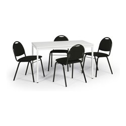 Taurotrade Tisch-Stuhl-Kombination mit schwarzen Stuhlgestellen Sitzbezug schwarz Tischlänge 1200 mm
