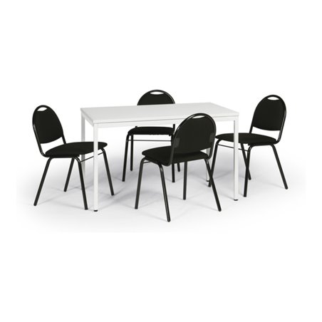 Taurotrade Tisch-Stuhl-Kombination mit schwarzen Stuhlgestellen Sitzbezug schwarz Tischlänge 1200 mm