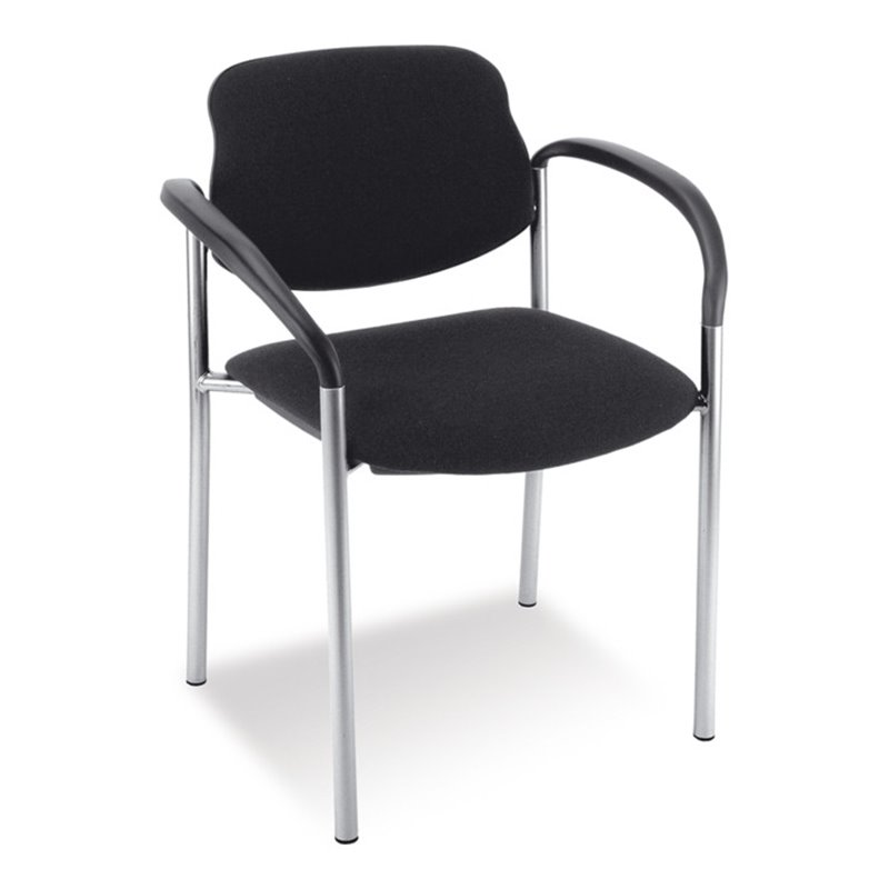 Taurosit Besucherstuhl Styl mit Armlehnen Gestell verchromt Bezug schwarz