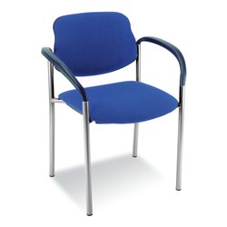 Taurosit Besucherstuhl Styl mit Armlehnen Gestell verchromt Bezug blau
