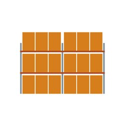 Meta Palettenregal Grundmodul Multipal 3300 x 5655 x 1100 mm bis 800 Kg + Palette verzinkt / rotorange 3 Ebenen