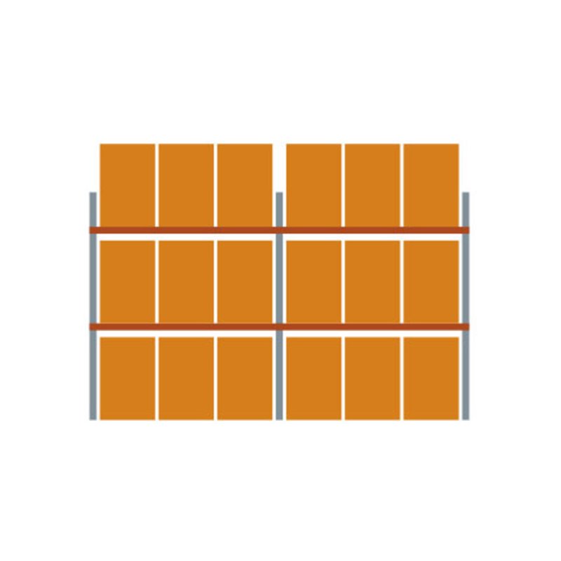 Meta Palettenregal Grundmodul Multipal 3300 x 5655 x 1100 mm bis 800 Kg + Palette verzinkt / rotorange 3 Ebenen