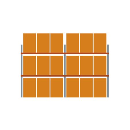 Meta Palettenregal Grundmodul Multipal 3300 x 5655 x 1100 mm bis 800 Kg + Palette verzinkt / rotorange 3 Ebenen