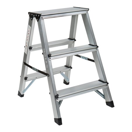 STIER Klapptritt 2x3 Stufen beidseitig begehbar Tragfähigkeit 150 kg DIN EN 131