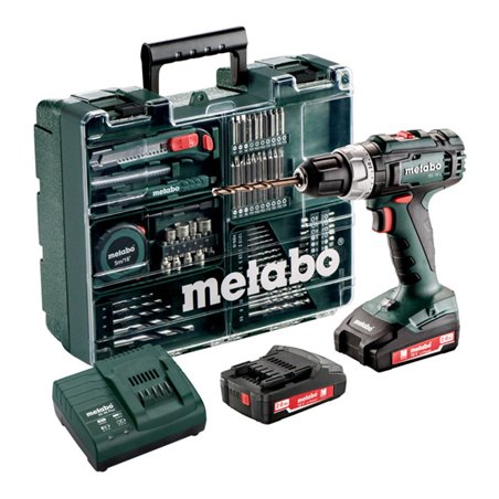 Metabo Akku-Bohrschrauber BS 18 L Set Mobile Werkstatt Kunststoffkoffer 18V 2x2Ah Li-Ion + SC 30