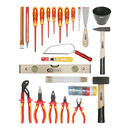 KS Tools Basic Elektriker-Werkzeugkoffer, Rinderlederkoffer, 30-teilig