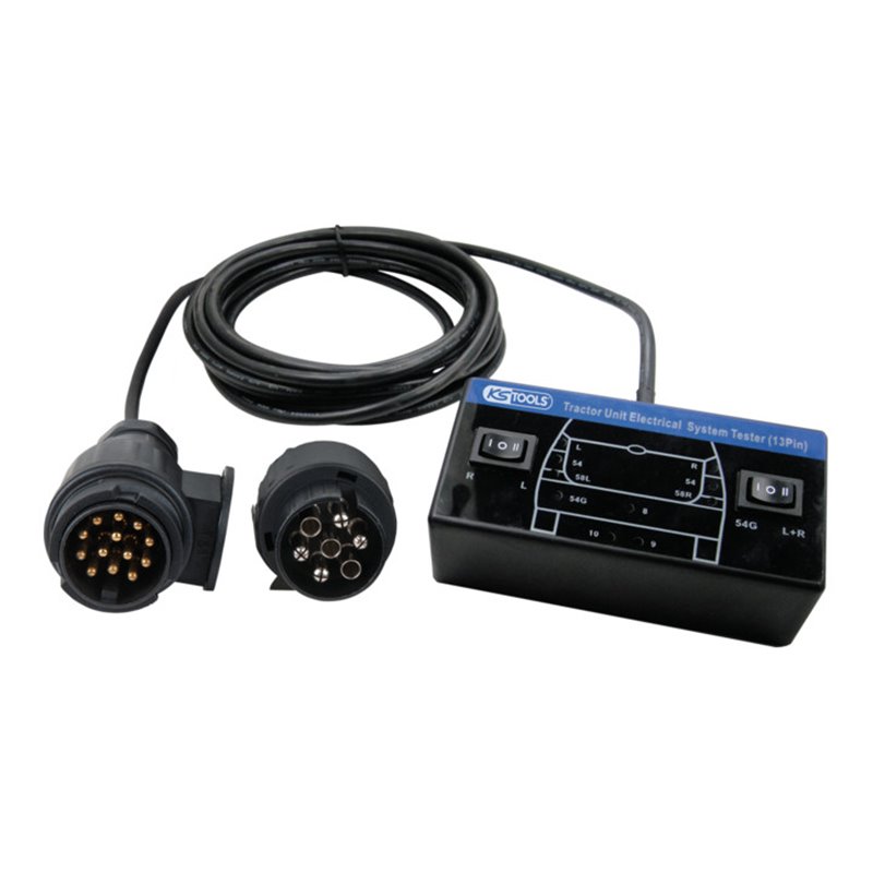 KS Tools 12V Zugwagentester / Prüfgerät für Anhängersteckdosen-Satz 7 + 13-polig, 2-teilig