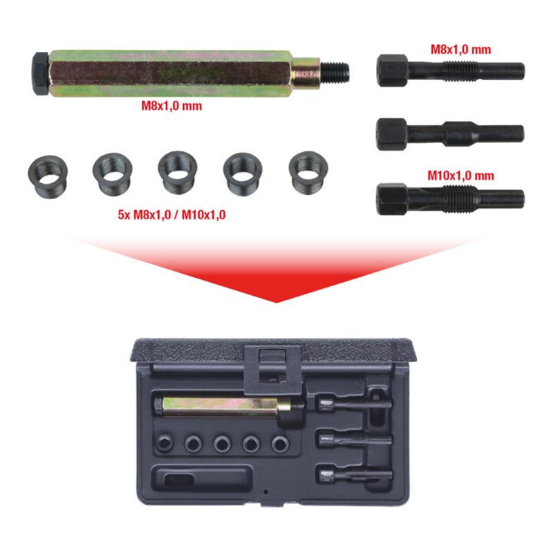 KS Tools THREADfix Reparatur-Satz M8x1 f.Glühkerzen,9-teilig