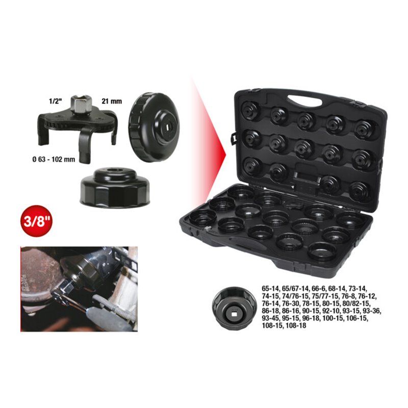 KS Tools 3/8' Ölfilterschlüssel-Satz, 30-teilig