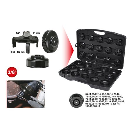 KS Tools 3/8' Ölfilterschlüssel-Satz, 30-teilig