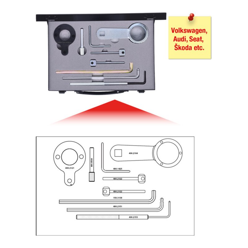 KS Tools VAG - Motoreinstell-Werkzeug-Satz, 9-teilig, Audi, Seat, Škoda, Volkswagen 400.2120