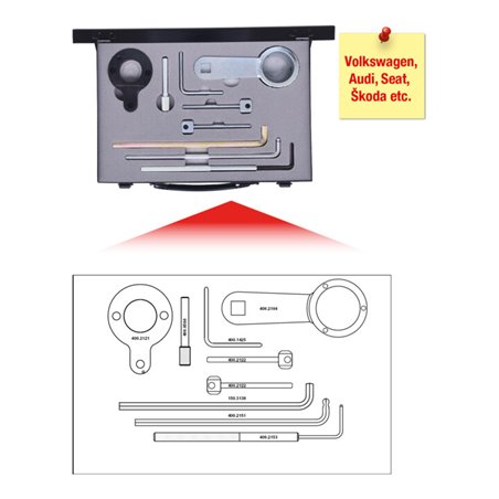 KS Tools VAG - Motoreinstell-Werkzeug-Satz, 9-teilig, Audi, Seat, Škoda, Volkswagen 400.2120