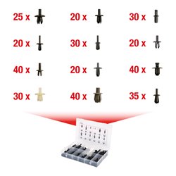 KS Tools Befestigungs-Clip-Satz - Eindrücknieten, 350-teilig