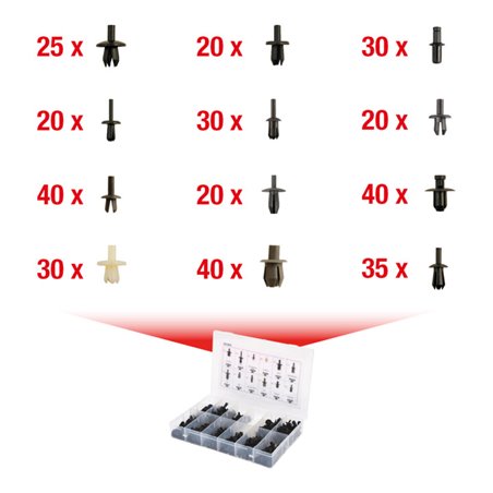 KS Tools Befestigungs-Clip-Satz - Eindrücknieten, 350-teilig