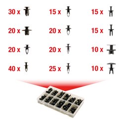 KS Tools Befestigungs-Clip-Satz - Einschraubnieten, 240-teilig