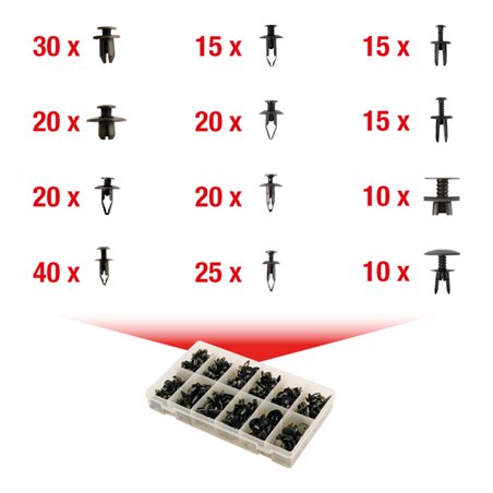 KS Tools Befestigungs-Clip-Satz - Einschraubnieten, 240-teilig