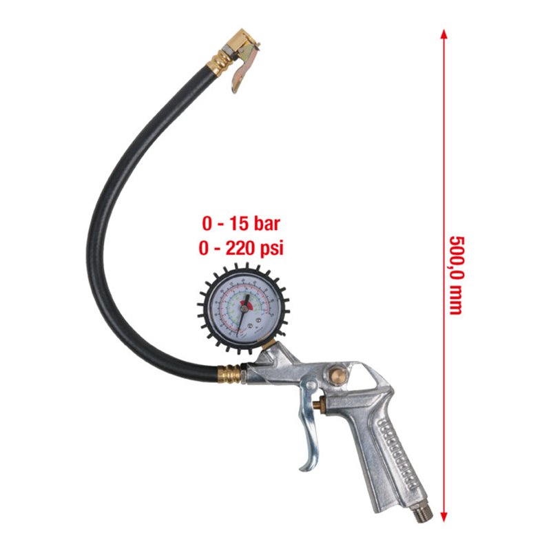 KS Tools Druckluft-Reifenfüllmesser, 0-15bar