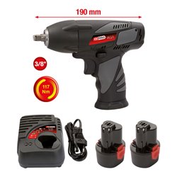 KS Tools 3/8' Akku-Schlag-Schrauber, 117Nm, 1.870 U/min, mit 2 Akkus und 1 Ladegerät