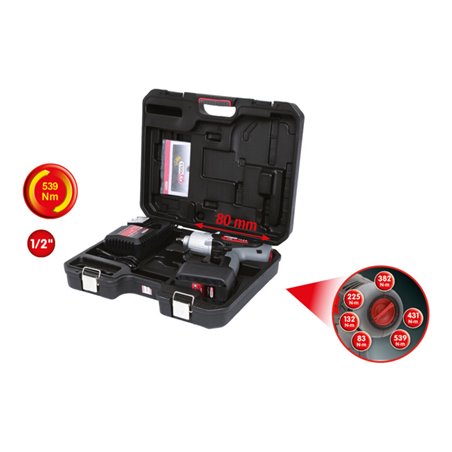 KS Tools 1/2' Akku-Schlag-Schrauber Drehmomentvorwahl,1.800 U/min,mit 1 Akku+1 Ladegerät