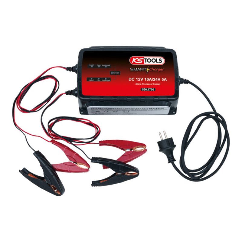 KS Tools 12V + 24V SMARTcharger Dual-Hochfrequenz-Batterieladegerät 10A/5A