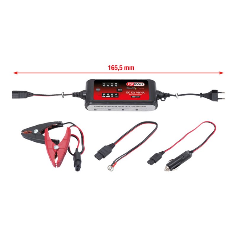KS Tools 6V + 12V SMARTcharger Hochfrequenz-Batterieladegerät 4A