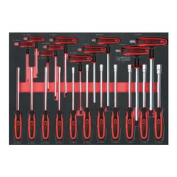 KS Tools SCS ERGOTORQUE+ Schraubendreher- und T-Griff-Satz, 21-teilig in 1/1 Systemeinlage