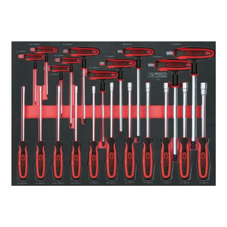 KS Tools SCS ERGOTORQUE+ Schraubendreher- und T-Griff-Satz, 21-teilig in 1/1 Systemeinlage