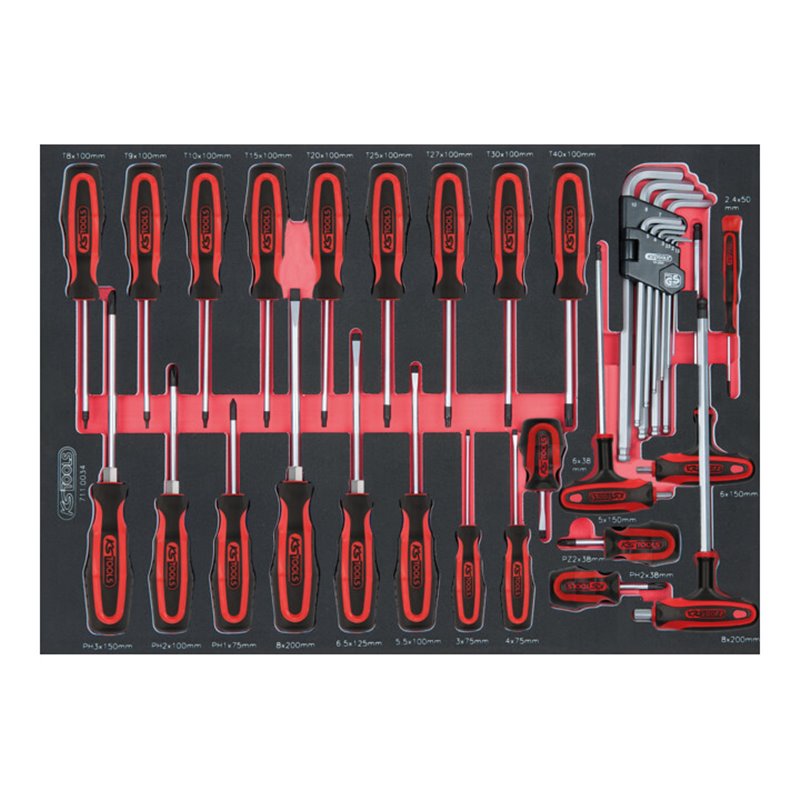 KS Tools SCS ERGOTORQUEplus Schraubendreher-Satz, 34-teilig in 1/1 Systemeinlage