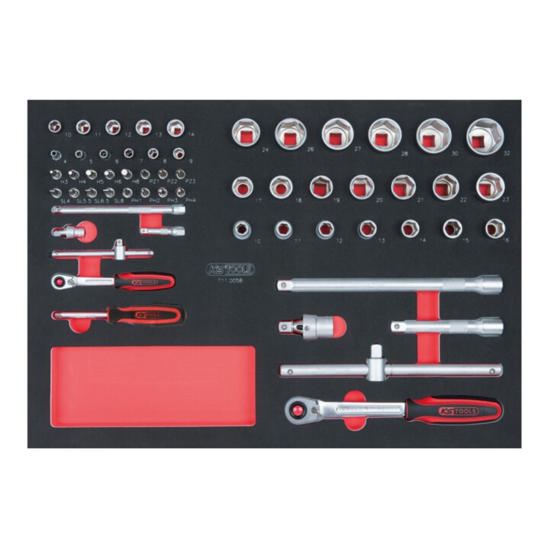 KS Tools SCS 1/4'+1/2' Steckschlüssel-Satz, 58-teilig in 1/1 Systemeinlage