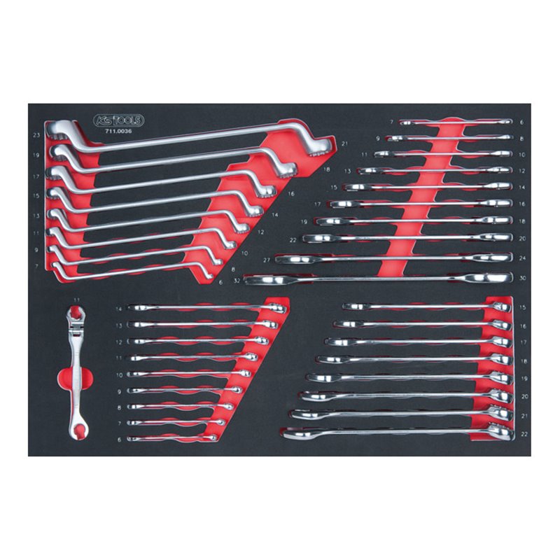 KS Tools SCS Schlüssel-Satz, 36-teilig in 1/1 Systemeinlage mit gekröpften Doppel-Ringschlüsseln