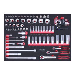 KS Tools SCS Steckschlüssel-Satz, 80-teilig 1/4'+3/8'+1/2' in 1/1 Systemeinlage