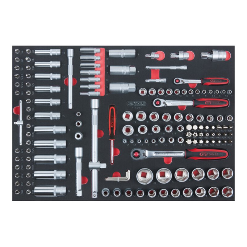 KS Tools 1/4'+3/8'+1/2' SCS Steckschlüssel-Satz, 151-teilig in 1/1 Systemeinlage