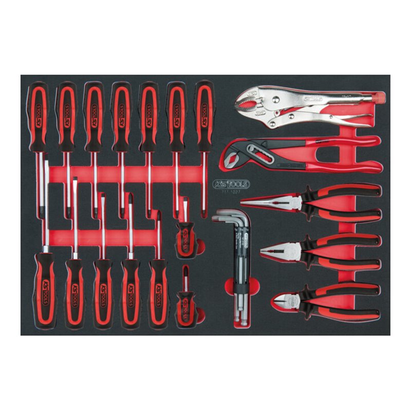 KS Tools SCS Schraubendreher- und Zangen-Satz mit 2-Komponentengriff, 27-teilig in 1/1 Systemeinlage