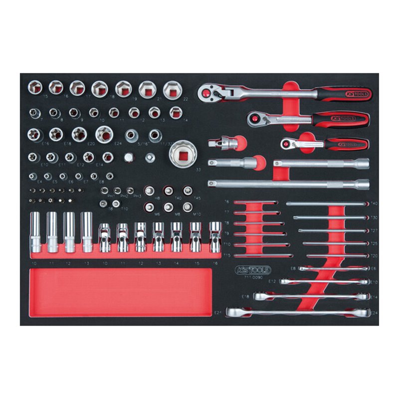 KS Tools SCS 1/4'+3/8'+1/2' Steckschlüssel-Satz, 91-teilig in 1/1 Systemeinlage