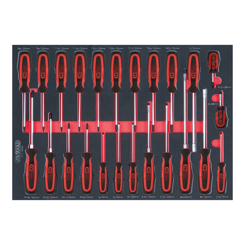 KS Tools SCS ERGOTORQUEplus Schraubendreher-Satz, 24-teilig in 1/1 Systemeinlage
