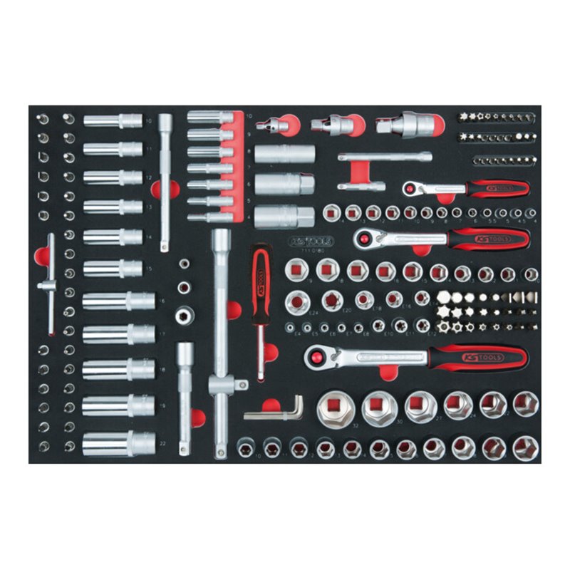 KS Tools SCS 1/4'+3/8'+1/2' Steckschlüssel-Satz, 180-teilig in 1/1 Systemeinlage