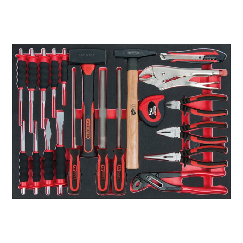 KS Tools SCS Feilen-, Meißel-, Zangen-Satz, 21-teilig in 1/1 Systemeinlage