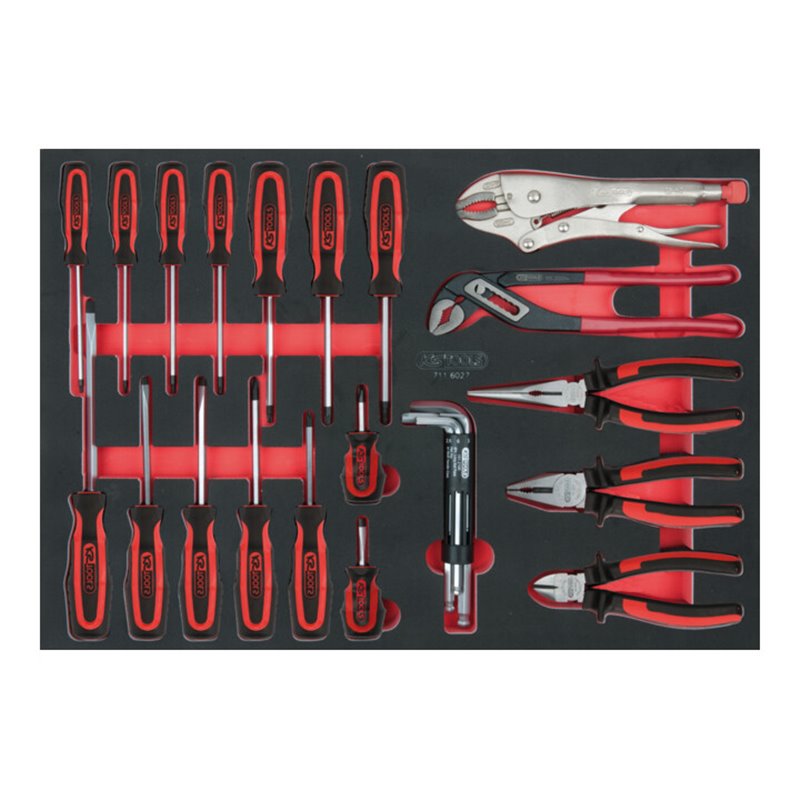 KS Tools SCS Schraubendreher- und Zangen-Satz mit 1-Komponentengriff, 27-teilig in 1/1 Systemeinlage