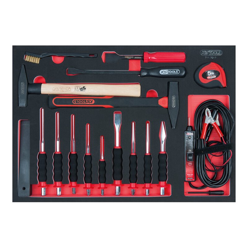 KS Tools SCS Meißel- und Hammer-Satz, 17-teilig in 1/1 Systemeinlage