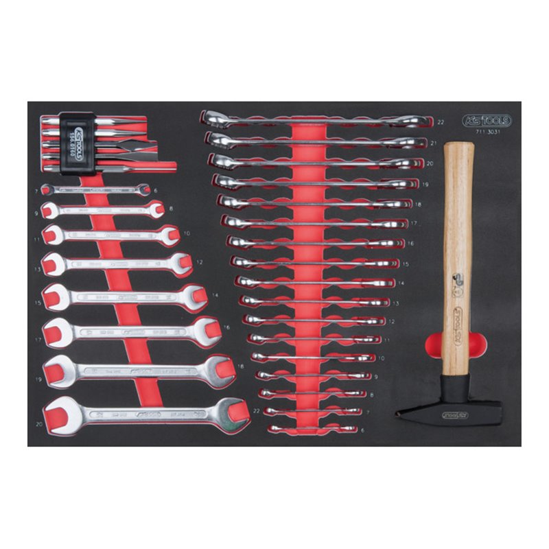 KS Tools SCS Schlüssel- und Hammer-Satz, metrisch, 31-teilig in 1/1 Systemeinlage