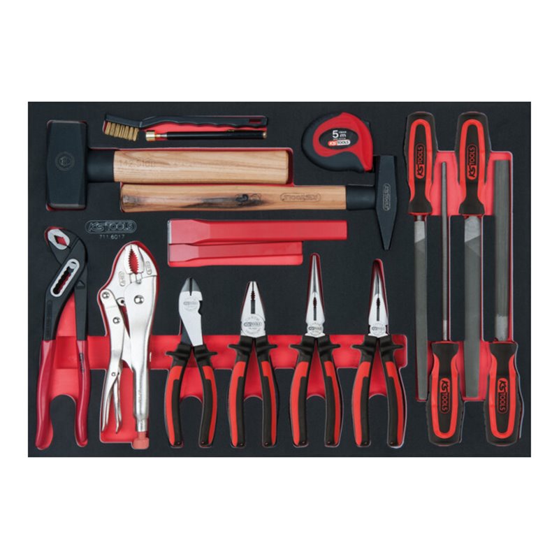 KS Tools SCS Zangen-, Hammer- und Feilen-Satz, 17-teilig in 1/1 Systemeinlage