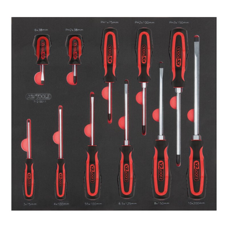 KS Tools SCS ERGOTORQUEplus Schraubendreher-Satz, 11-teilig in 2/3 Systemeinlage