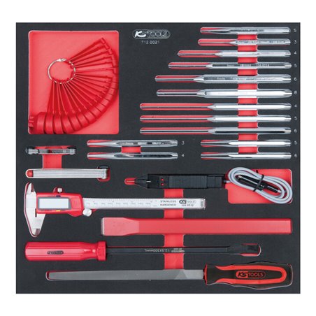 KS Tools SCS Meißel- und Messwerkzueg-Satz, 21-teilig in 2/3 Systemeinlage