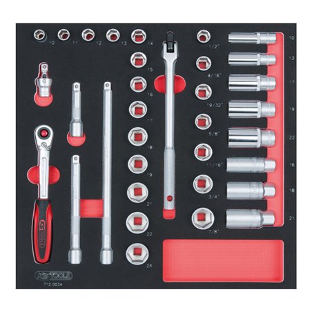 KS Tools SCS 3/8' Steckschlüssel-Satz, 34-teilig in 2/3 Systemeinlage