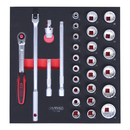 KS Tools SCS 1/2' Steckschlüssel-Satz, 29-teilig in 2/3 Systemeinlage