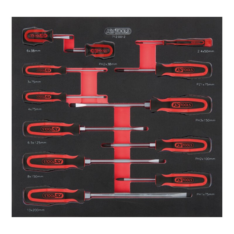KS Tools SCS ERGOTORQUEplus Schraubendreher-Satz, 12-teilig in 2/3 Systemeinlage