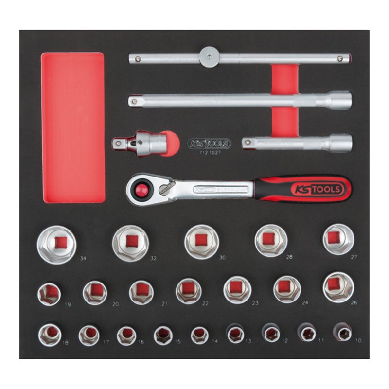 KS Tools SCS 1/2' Steckschlüssel-Satz, 26-teilig in 2/3 Systemeinlage