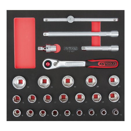 KS Tools SCS 1/2' Steckschlüssel-Satz, 26-teilig in 2/3 Systemeinlage