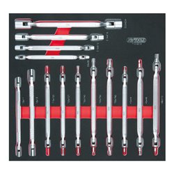 KS Tools SCS Doppel-Gelenkschlüssel-Satz, 14-teilig in 2/3 Systemeinlage